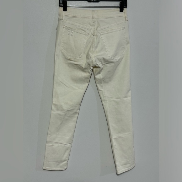 NWT Gap Denim High Rise Slim Straight Stretch Jeans Size 26 2 White Distressed - Picture 2 of 7